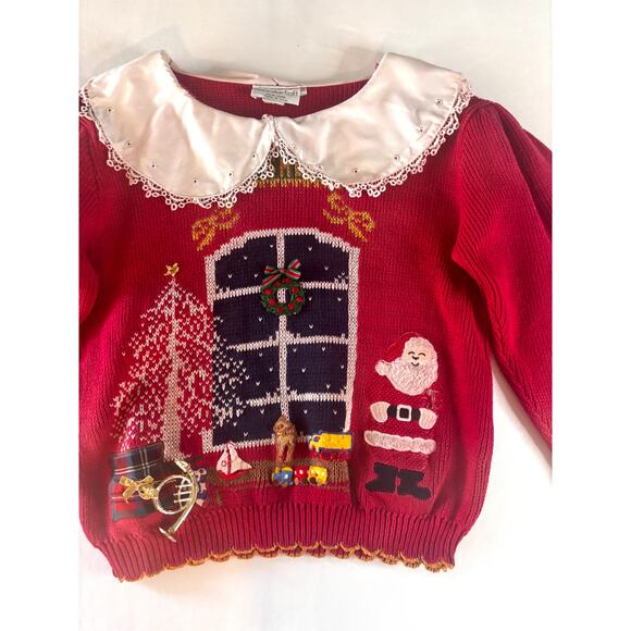 Vintage 1990s Christmas Sweater Pullover Novelty Santa Presents Holiday AS IS - Picture 4 of 16